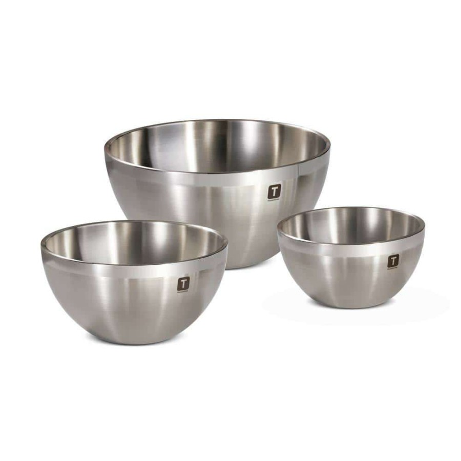 Baking Supplies * | Gourmet 3-Piece Double Wall Stainless Steel Mixing Bowls By Tramontina