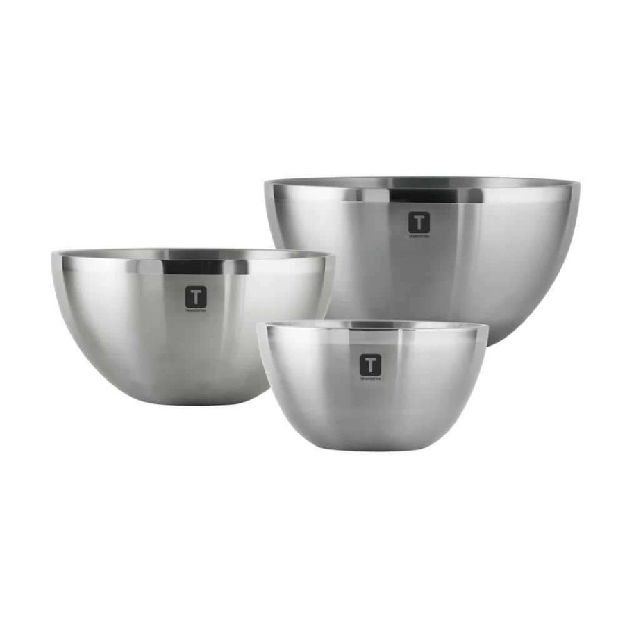 Baking Supplies * | Gourmet 3-Piece Double Wall Stainless Steel Mixing Bowls By Tramontina