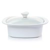 Casserole Dishes * | Gracious Dining 1.9 Qt. Stoneware Casserole In White With Glass Lid By Gibson Elite