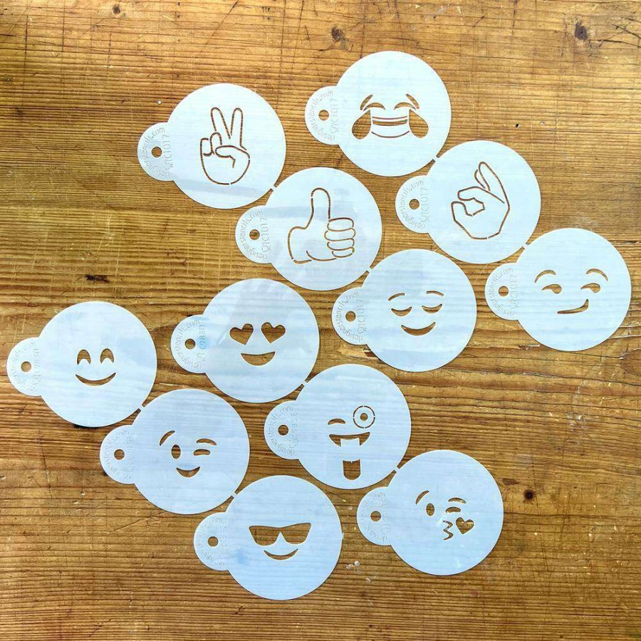 Baking Supplies * | Emojis Cookie Stencil Bundle (12 Patterns) By Designer Stencils