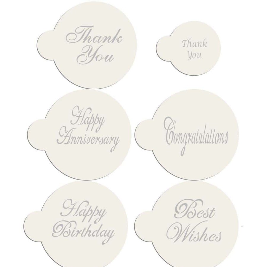 Baking Supplies * | Script Celebration, Thank You Lettering Cookie Stencil Bundle (6 Patterns) By Designer Stencils