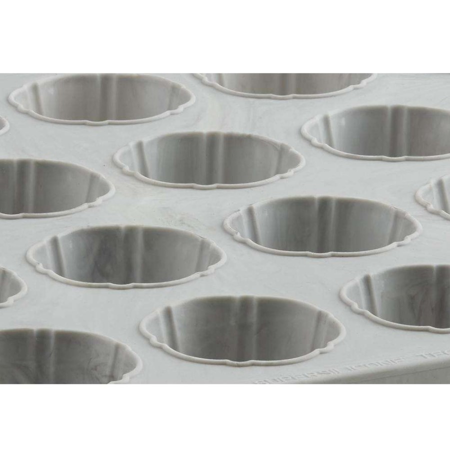 Baking Sheets * | 12-Count Flower Cupcake Structure Silicone Marble Finish Baking Pans (2-Pack) By Trudeau