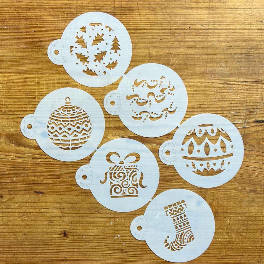 Baking Supplies * | Christmas Cookie Balls, Modern Christmas Cookie Stencil Bundle (6 Patterns) By Designer Stencils