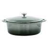 Casserole Dishes * | 7 Qt. Oval Enameled Cast Iron Casserole In Gray By Megachef