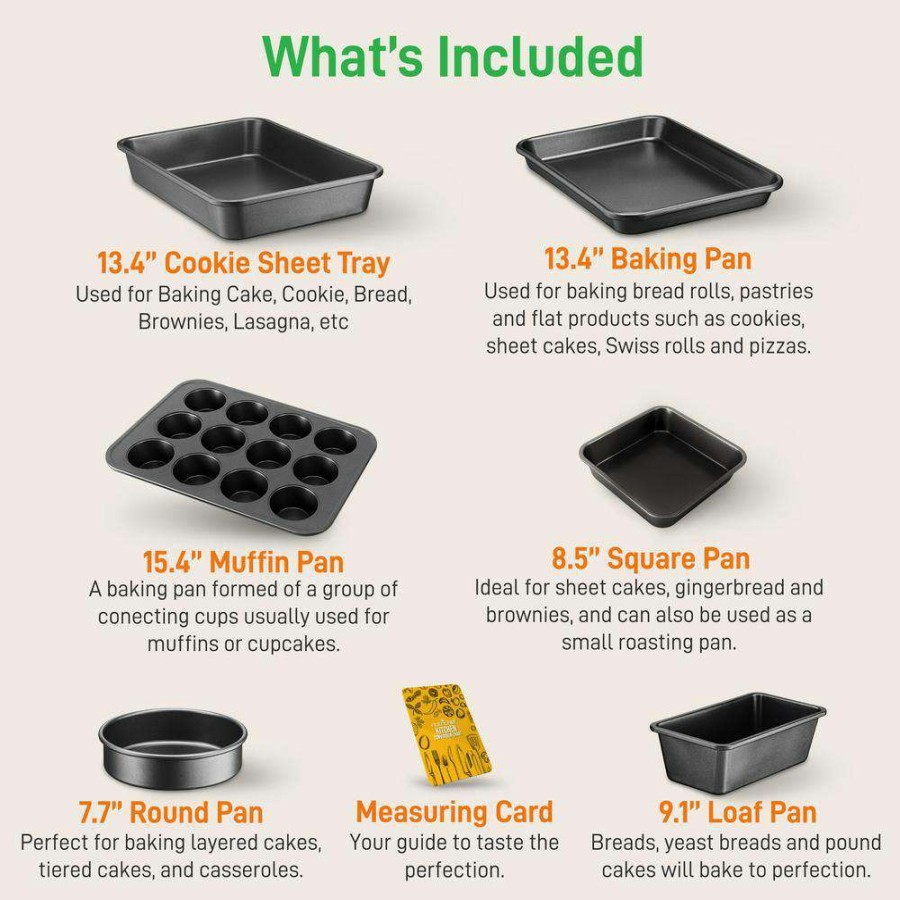 Baking Sheets * | Carbon Steel, Non-Stick Black Coating Inside & Outside Bake Tray Sheet Bakeware Set (6-Pieces) By Nutrichef