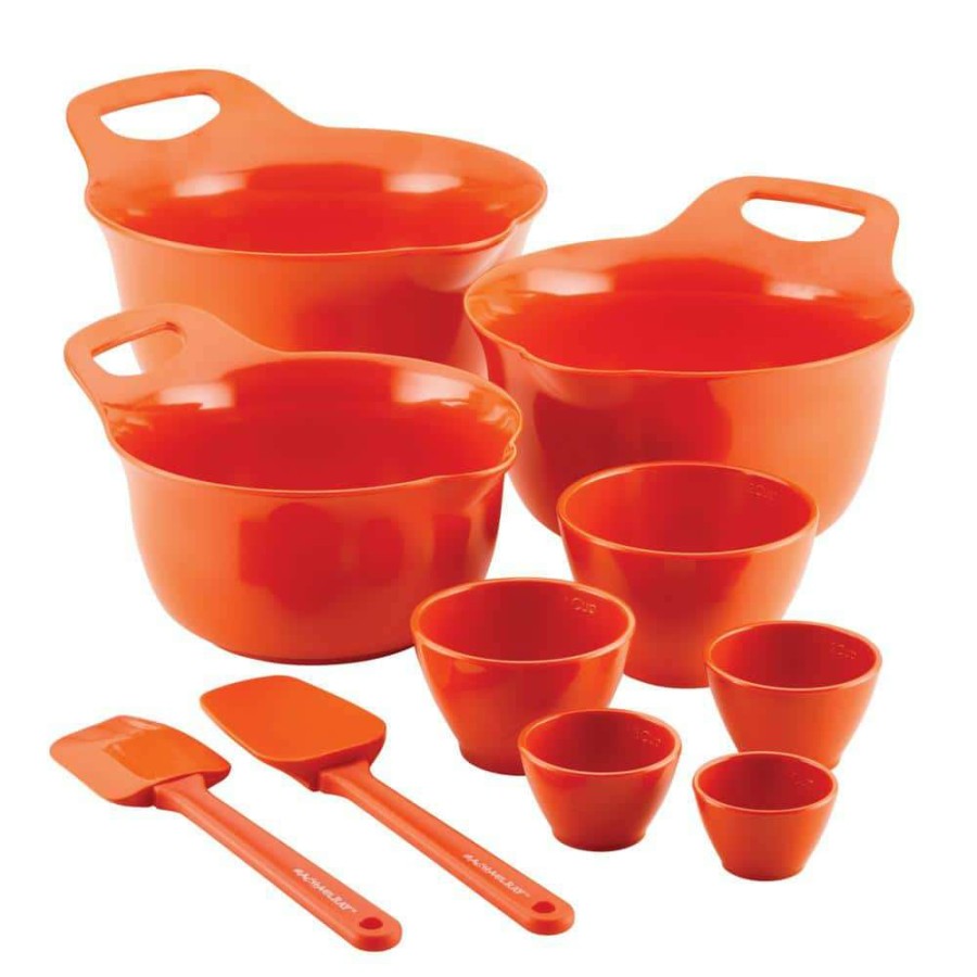 Baking Supplies * | Mix And Measure Mixing Bowl Measuring Cup And Utensil Set, 10-Piece, Orange By Rachael Ray