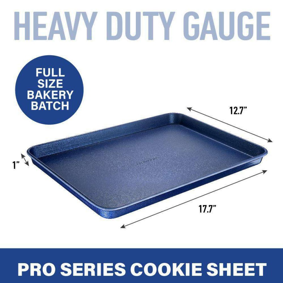 Baking Sheets * | Pro Classic Blue 17 In. X 12 In. 0.8Mm Gauge Nonstick Diamond And Mineral Infused Coating Cookie Sheet By Granite Stone Diamond