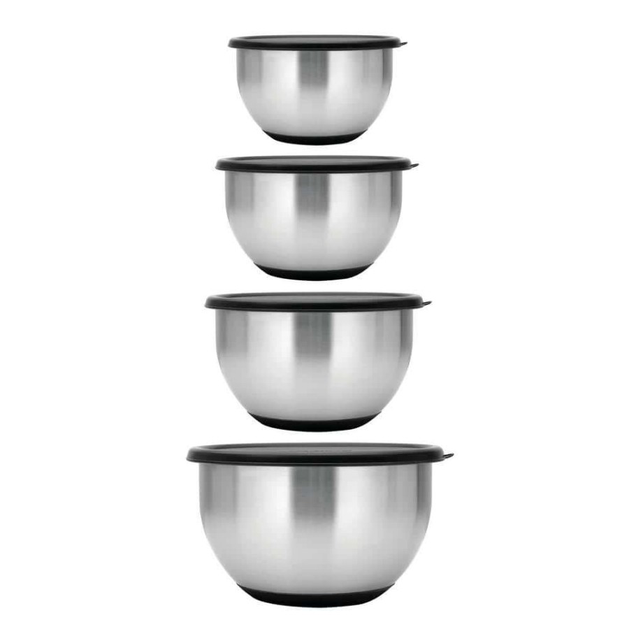 Baking Supplies * | Essentials Geminis 8-Piece 18/10 Stainless Steel Mixing Bowl Set With Lids By Berghoff