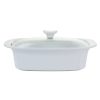 Casserole Dishes * | Gracious Dining 2.7 Qt. Stoneware Casserole In White With Glass Lid By Gibson Elite