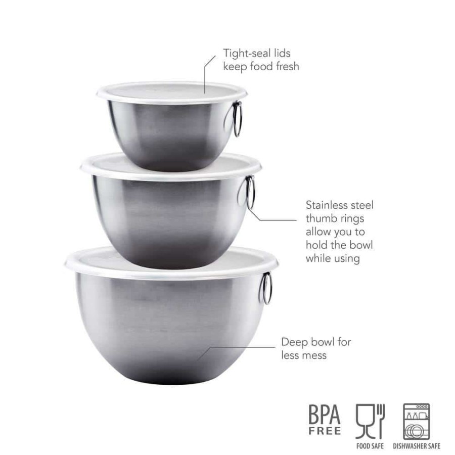 Baking Supplies * | 3-Piece Stainless Steel Mixing Bowl Set By Tovolo