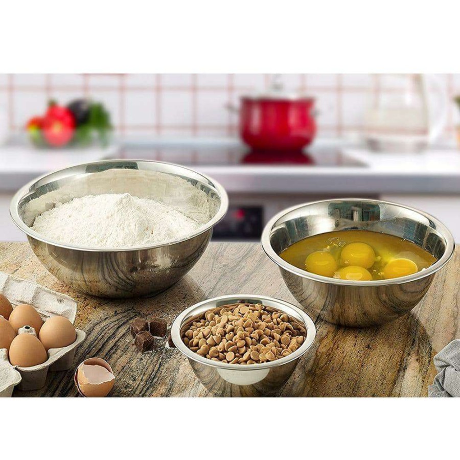 Baking Supplies * | 10 Piece High Quality Large Stainless Steel Mixing Bowl Set By Lexi Home