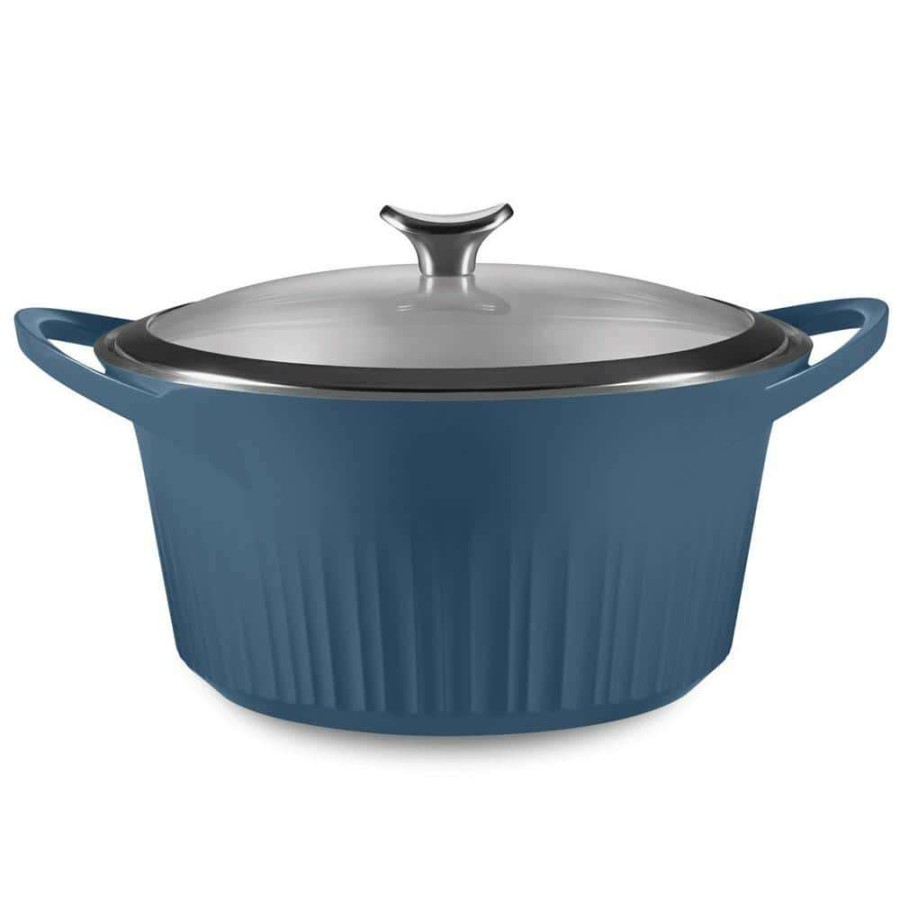 Baking Dishes * | 5.5 Qt. Cast Aluminum Dutch Oven With Lid Blue By Corningware