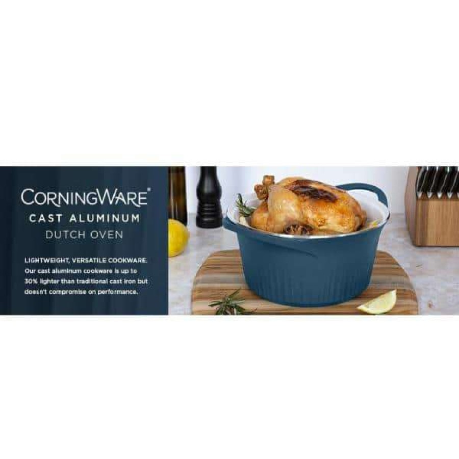 Baking Dishes * | 5.5 Qt. Cast Aluminum Dutch Oven With Lid Blue By Corningware