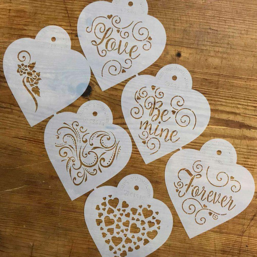 Baking Supplies * | Contemporary Hearts And Love, Be Mine, Forever Hearts Cookie Stencil Bundle (6 Patterns) By Designer Stencils