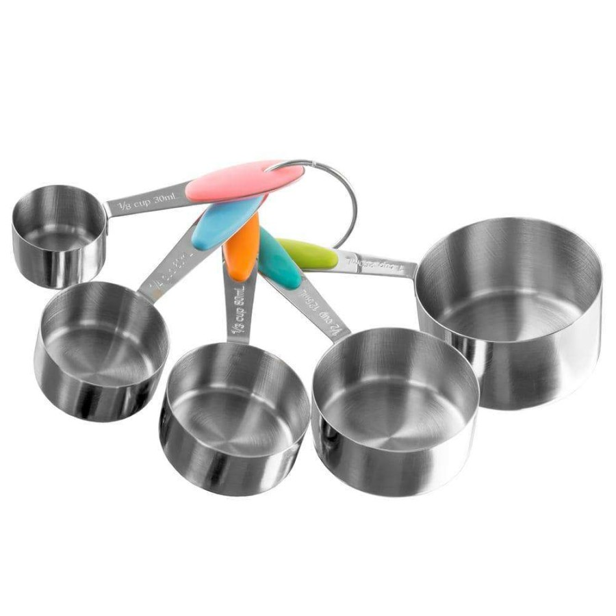 Baking Supplies * | 5-Piece Stainless Steel With Silicone Measuring Cup Set By Classic Cuisine