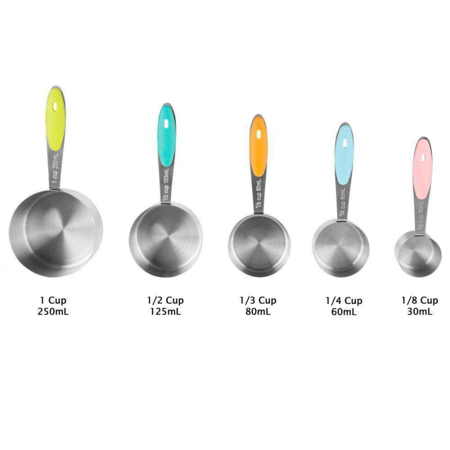 Baking Supplies * | 5-Piece Stainless Steel With Silicone Measuring Cup Set By Classic Cuisine