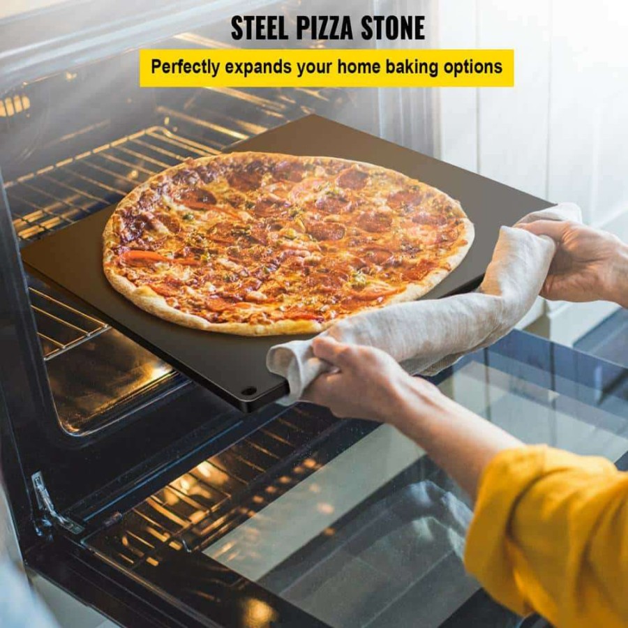 Pizza Pans * | Pizza Pans 16.1 In. X 14.2 In. X 0.4 In. Non-Stick Steel Baking Steel Pizza Stone With 20X Higher Conductivity, Black By Vevor