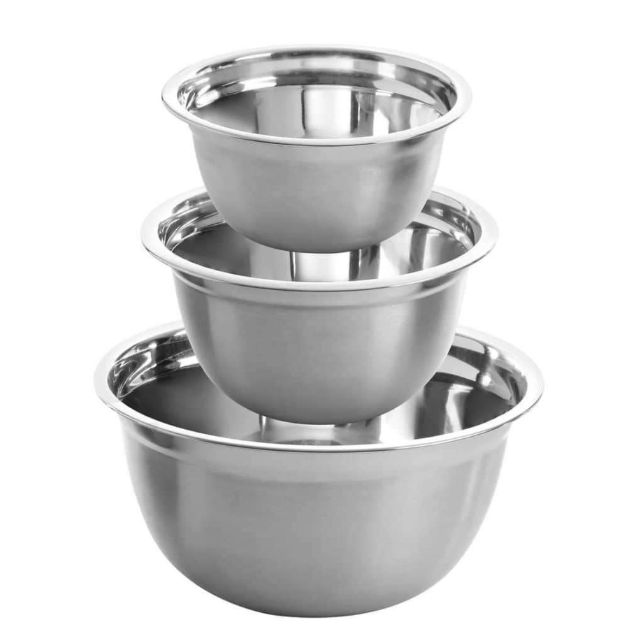 Baking Supplies * | Rosamond 3-Piece Stainless Steel Mixing Bowl Set In Silver By Oster