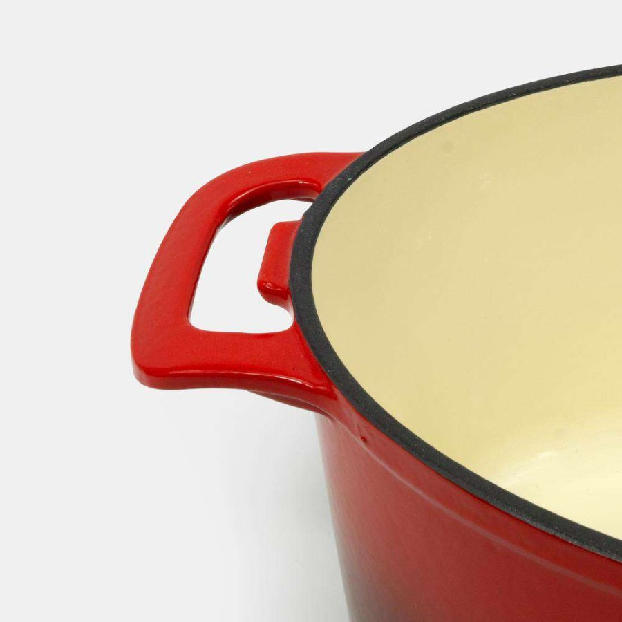 Casserole Dishes * | 6 Qt Oval Cast Iron Casserole Pan And Lid With Red Enamel Coating By Excelsteel