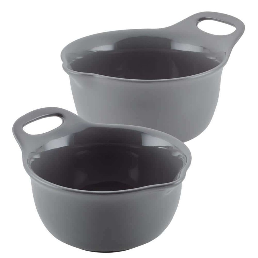 Baking Supplies * | 2-Piece Ceramic Dark Gray Mixing Bowl Set By Rachael Ray