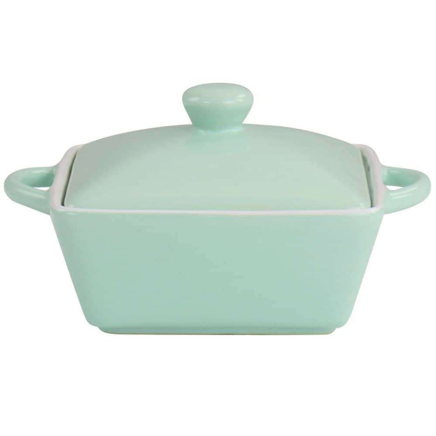 Casserole Dishes * | Mini Stoneware Casserole With Lid In Mint By Martha Stewart