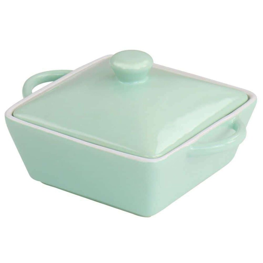 Casserole Dishes * | Mini Stoneware Casserole With Lid In Mint By Martha Stewart