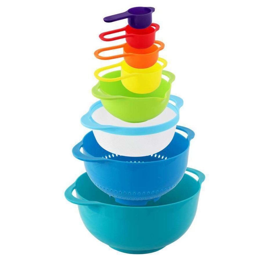 Baking Supplies * | 8-Piece Plastic Assorted Colors Mixing Bowl Set With Measuring Cups By Megachef