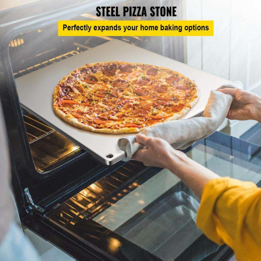 Pizza Pans * | Pizza Stone 14.2 In. X 20 In. X 0.2 In. Steel Pizza Plate 20X Higher Conductivity Pizza Pan For Indoor & Outdoor, Silver By Vevor