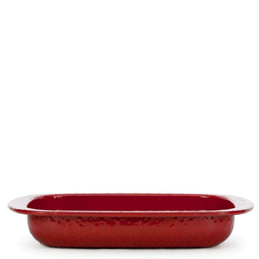 Baking Sheets * | Solid Red 4.5 Qt. Enamelware Baking Pan By Golden Rabbit