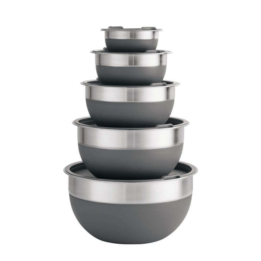 Baking Supplies * | Gray 10-Piece Covered Mixing Bowl Set By Tramontina