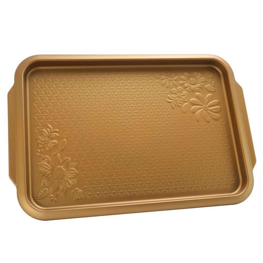 Baking Sheets * | Country Kitchen 15 In. Embossed Carbon Steel Copper Cookie Sheet By Gibson Home