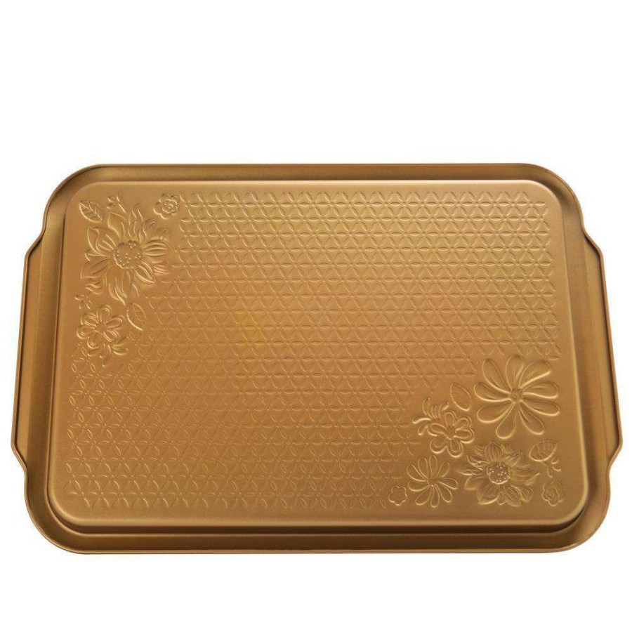 Baking Sheets * | Country Kitchen 15 In. Embossed Carbon Steel Copper Cookie Sheet By Gibson Home