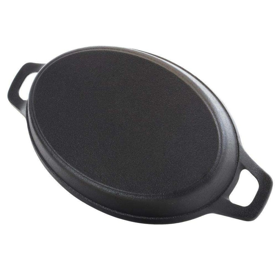 Baking Dishes * | Addlestone 10.5 In. Oval Cast Iron Server With Burned Furwood Base By General Store