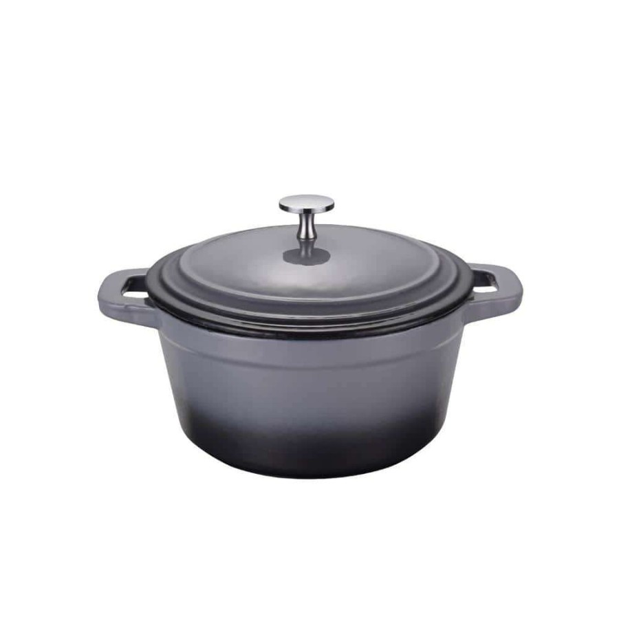 Casserole Dishes * | La Pluriel 3 Qt. Round Enameled Cast Iron Casserole Dish In Gray With Lid By Amercook