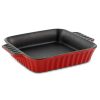 Casserole Dishes * | Denhoff Ribbed 8 In. Square Stoneware Nonstick Casserole Dish In Red By Crock-Pot