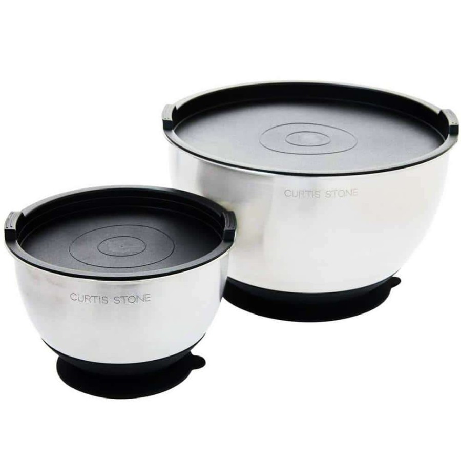 Baking Supplies * | Stainless Steel Suctioning Mixing Bowl Set With Lids (Set Of 2) By Lexi Home