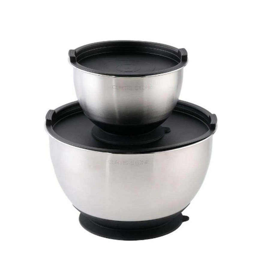 Baking Supplies * | Stainless Steel Suctioning Mixing Bowl Set With Lids (Set Of 2) By Lexi Home