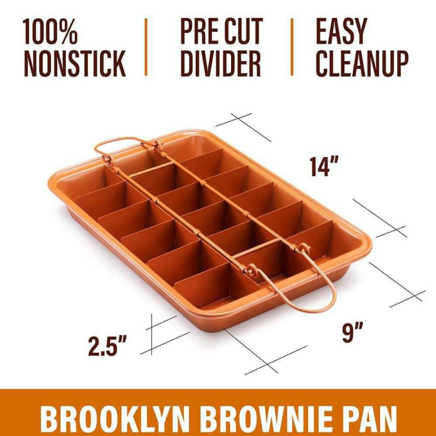 Baking Sheets * | Brooklyn Brownie Non-Stick Baking Pan With Built-In Slicer (18-Brownies Capacity) By Gotham Steel