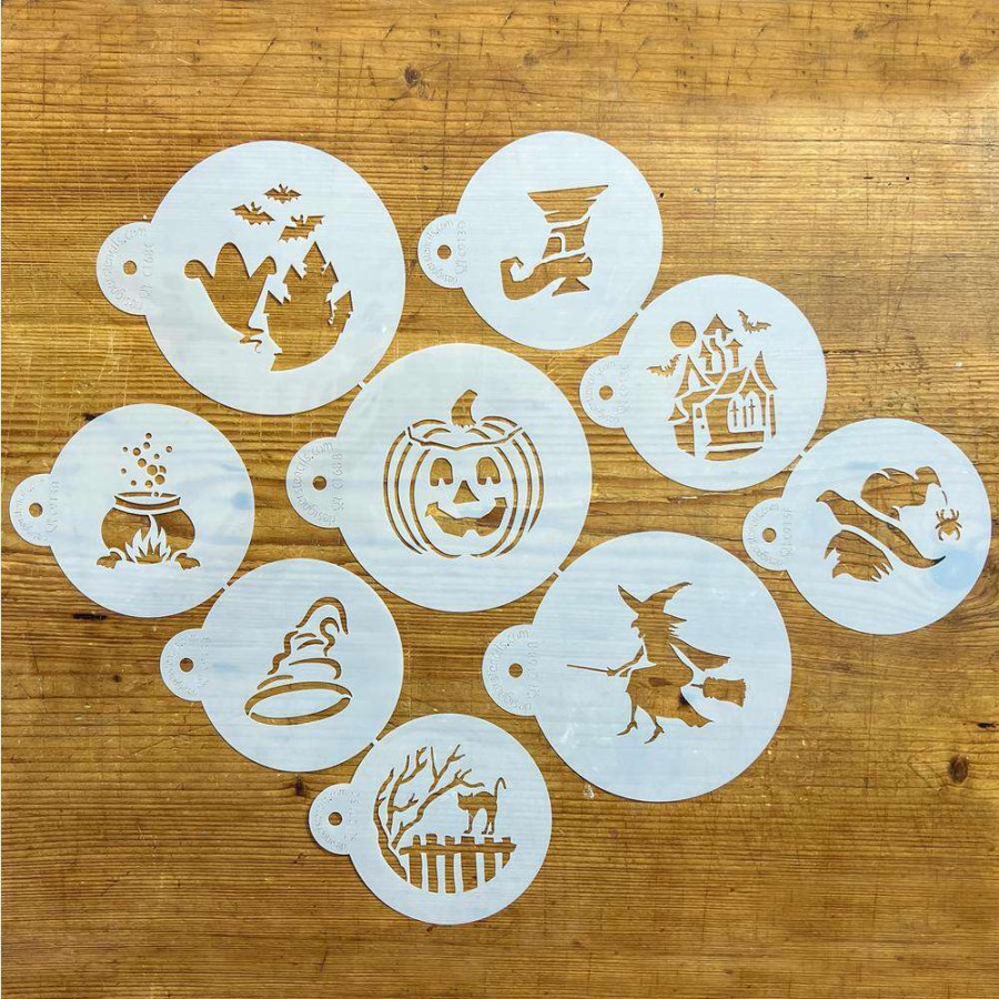 Baking Supplies * | Halloween Cookie Stencil Bundle (9 Patterns) By Designer Stencils