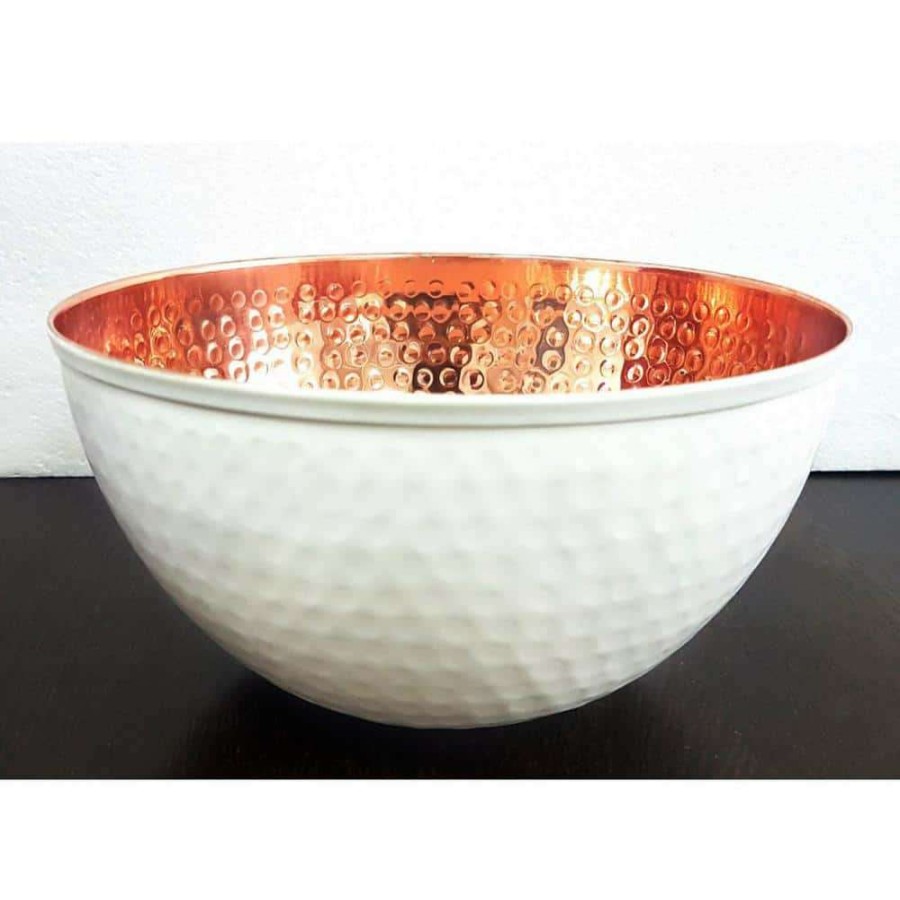 Baking Supplies * | 9.5 In. 100% Pure Hammered Copper Mixing Bowl With White Perfect For Everyday Kitchen Use Or Decor By Alchemade