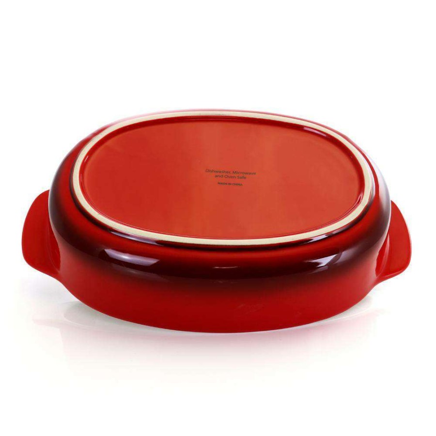 Baking Sheets * | 2.5 Qt. Red Stoneware Bake Pan By Gibson