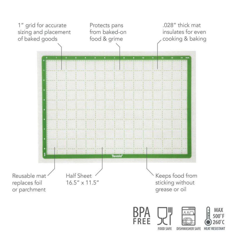 Baking Sheets * | 16.5 In. X 11.5 In. Pro-Grade Sil 1/2 Sheet Pan Mat With Grid For Baking By Spectrum