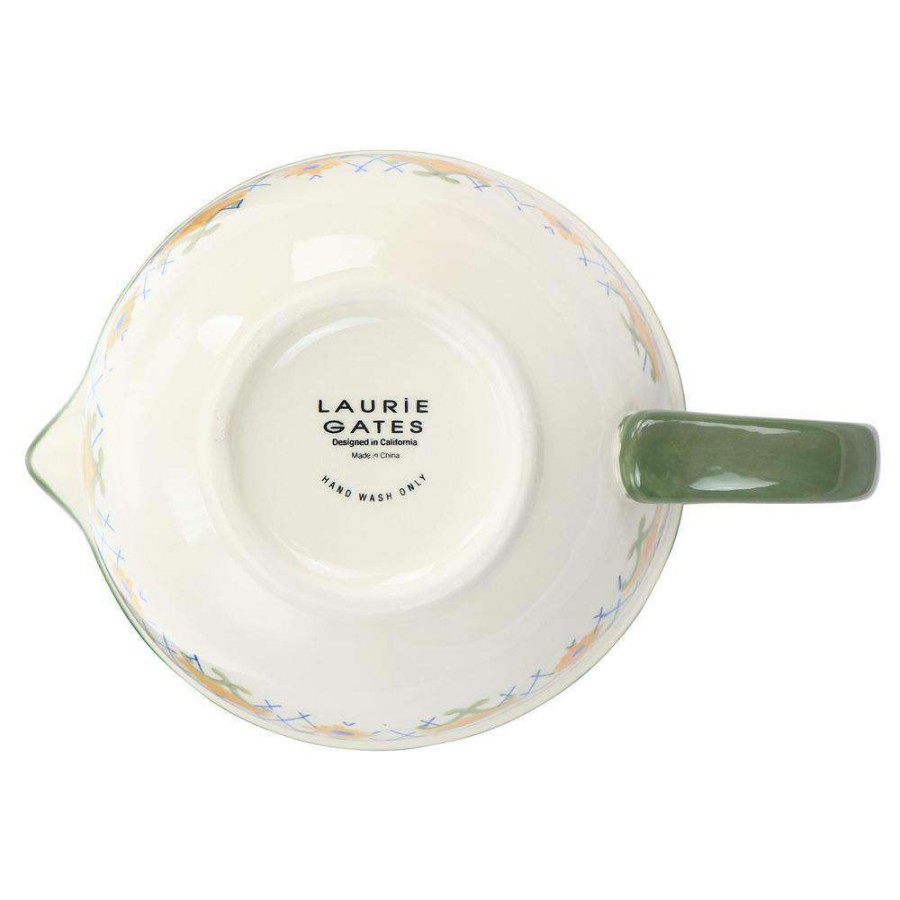 Baking Supplies * | 2 Qt. Green Tierra Hand Painted Stoneware Batter Bowl By Laurie Gates