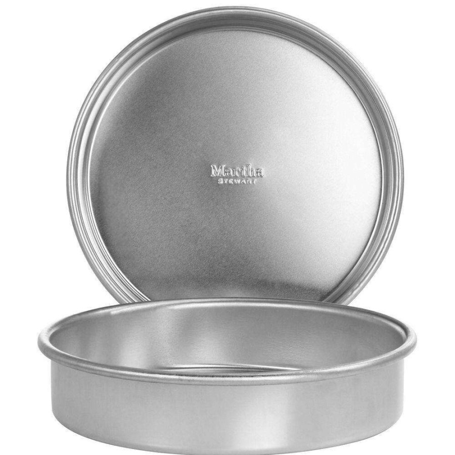 Cake Pans * | 9 In. Aluminum Round Cake Pan 2-Piece Set In Silver By Martha Stewart