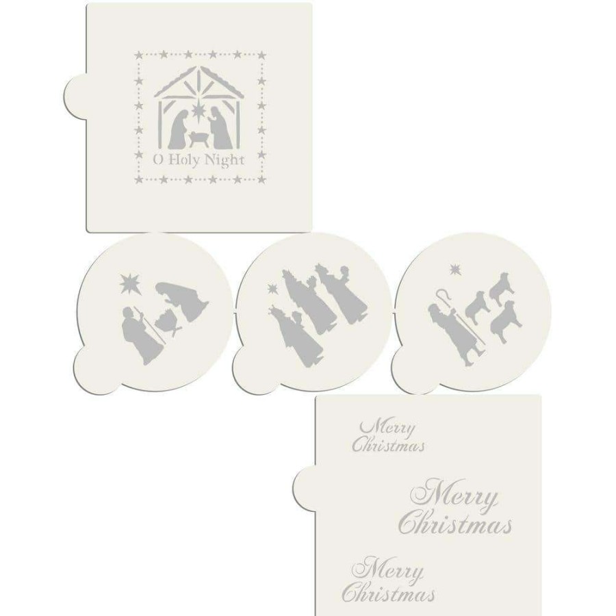 Baking Supplies * | Nativity, Wisemen, Shepherds, O Holy Night, Merry Christmas Cookie Stencil Bundle (7-Patterns) By Designer Stencils