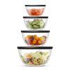 Baking Supplies * | Joyful 4 Piece Glass Black Mixing Bowls Set With Airtight Lids By Joyjolt