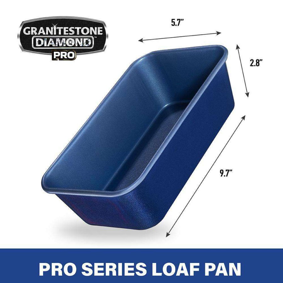 Baking Sheets * | Pro Classic Blue 9 In. X 5 In. 0.8Mm Gauge Nonstick Diamond And Mineral Infused Coating Loaf Pan By Granite Stone Diamond