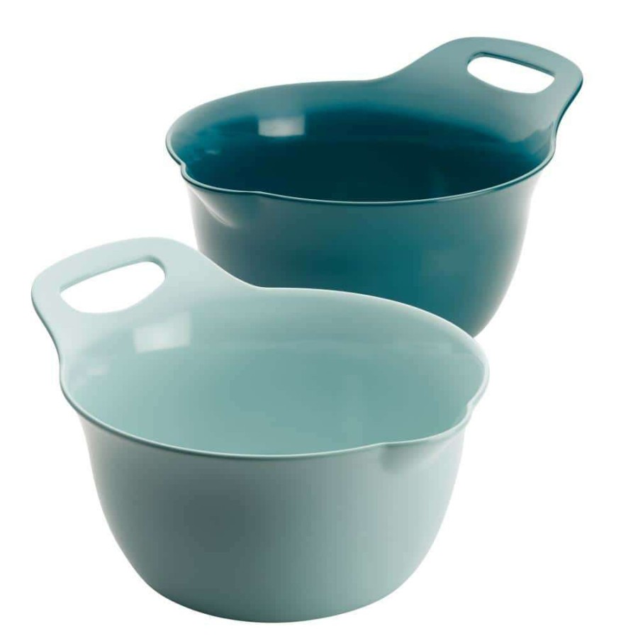 Baking Supplies * | Tools And Gadgets 2-Piece Light Blue And Teal Nesting Mixing Bowl Set By Rachael Ray