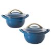 Casserole Dishes * | 2-Piece 4.7 In. Enameled Cast Iron Mini Casserole Set In Blue By Unbranded