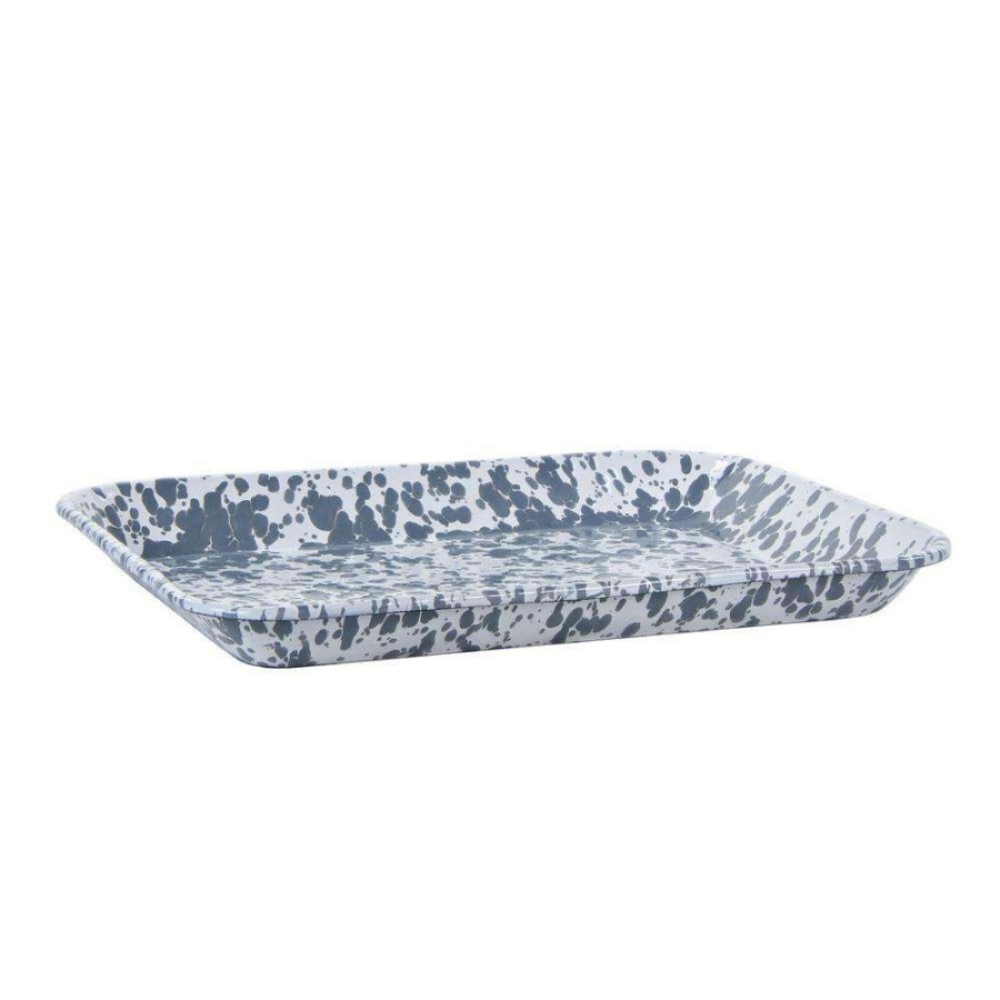 Baking Sheets * | Grey Swirl 10 In. X 13 In. Enamelware Square Quarter Sheet By Golden Rabbit